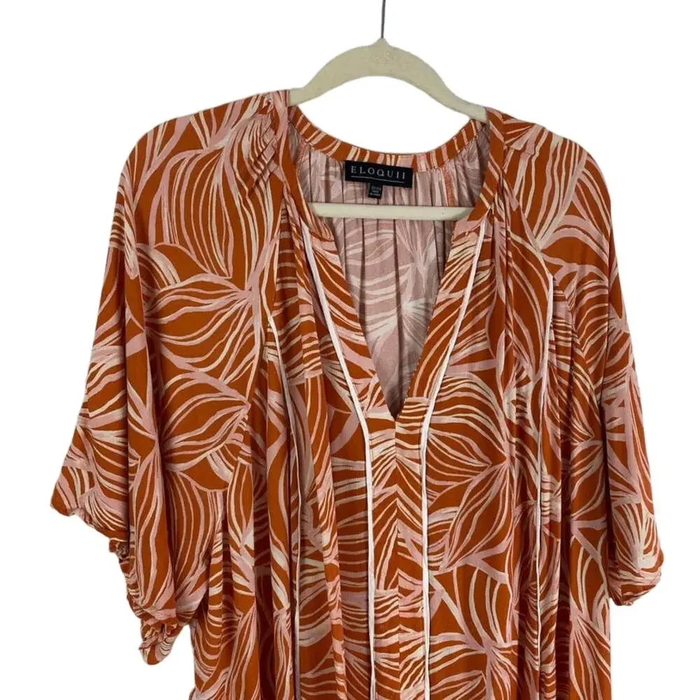 Eloquii Tropical Shift Dress Orange 22/24